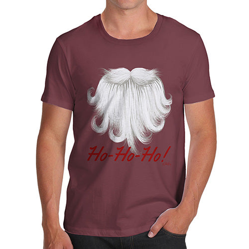 Novelty Tshirts Men Ho-Ho-Ho Beard Men's T-Shirt X-Large Burgundy