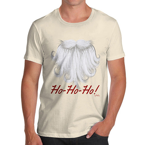 Novelty Tshirts Men Ho-Ho-Ho Beard Men's T-Shirt Large Natural