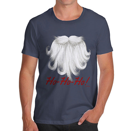 Novelty Tshirts Men Funny Ho-Ho-Ho Beard Men's T-Shirt Large Navy