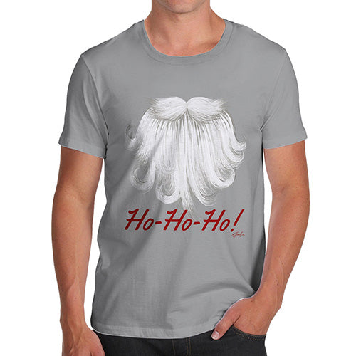 Novelty Tshirts Men Funny Ho-Ho-Ho Beard Men's T-Shirt Medium Light Grey