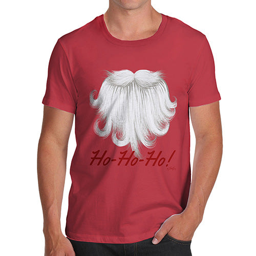 Novelty Tshirts Men Ho-Ho-Ho Beard Men's T-Shirt Medium Red