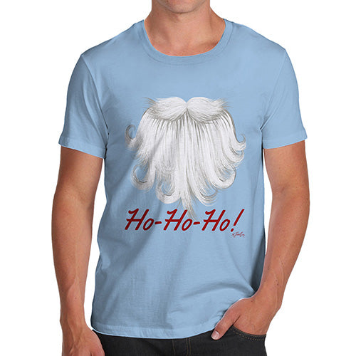 Funny T-Shirts For Men Sarcasm Ho-Ho-Ho Beard Men's T-Shirt Medium Sky Blue
