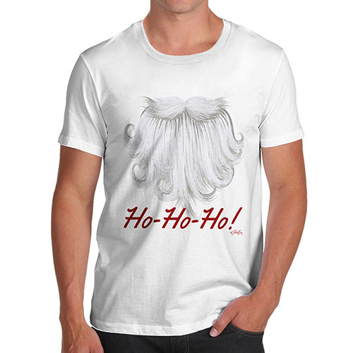 Funny T-Shirts For Men Ho-Ho-Ho Beard Men's T-Shirt Medium White