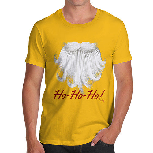 Funny Tee Shirts For Men Ho-Ho-Ho Beard Men's T-Shirt Small Yellow