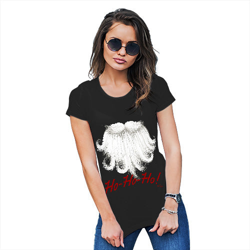 Funny T-Shirts For Women Sarcasm Ho-Ho-Ho Beard Women's T-Shirt Large Black