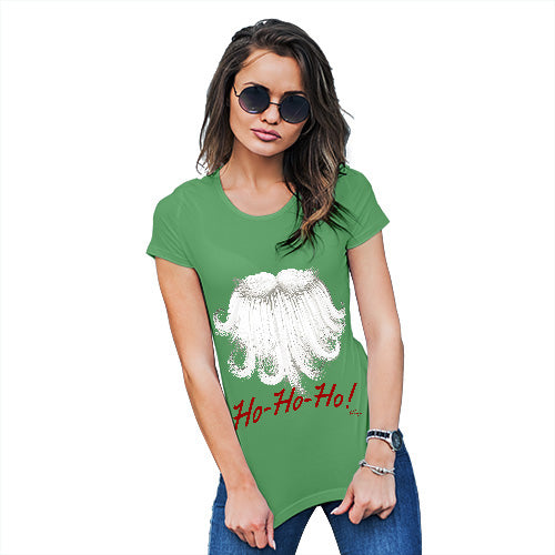 Funny Gifts For Women Ho-Ho-Ho Beard Women's T-Shirt Medium Green