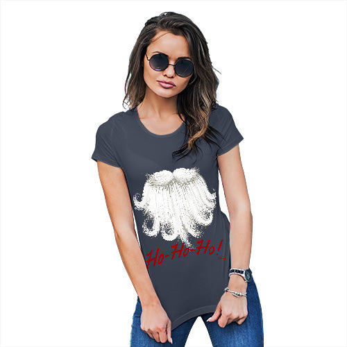 Funny T Shirts For Women Ho-Ho-Ho Beard Women's T-Shirt Small Navy