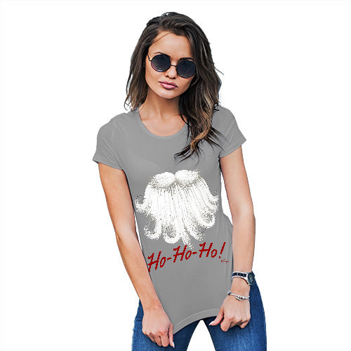 Funny T-Shirts For Women Ho-Ho-Ho Beard Women's T-Shirt Medium Light Grey