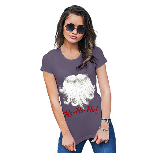 Funny T Shirts For Mum Ho-Ho-Ho Beard Women's T-Shirt X-Large Plum