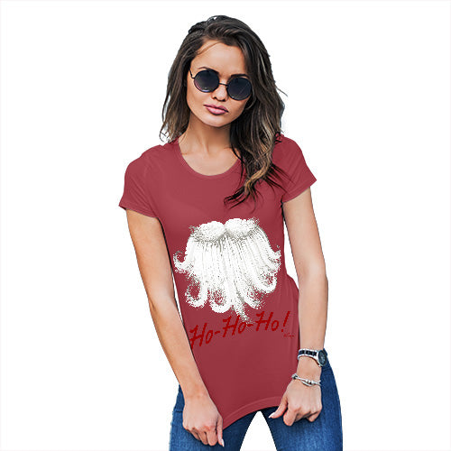 Funny Tshirts For Women Ho-Ho-Ho Beard Women's T-Shirt Medium Red