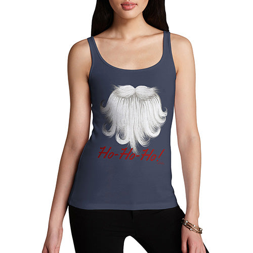 Novelty Tank Top Women Ho-Ho-Ho Beard Women's Tank Top Large Navy