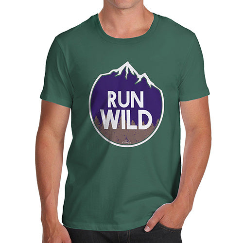 Funny Mens Tshirts Run Wild Men's T-Shirt Medium Bottle Green