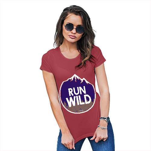 Womens Novelty T Shirt Run Wild Women's T-Shirt Large Red