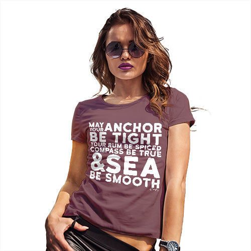 Funny T-Shirts For Women Sarcasm May Your Sea Be Smooth Women's T-Shirt Small Burgundy