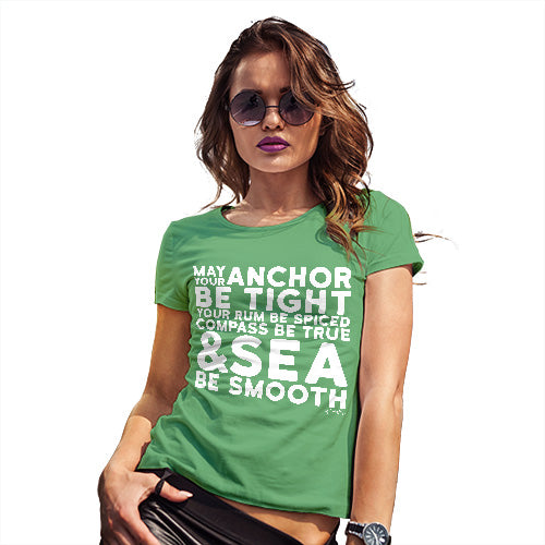 Funny T-Shirts For Women May Your Sea Be Smooth Women's T-Shirt Large Green