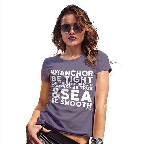 Womens T-Shirt Funny Geek Nerd Hilarious Joke May Your Sea Be Smooth Women's T-Shirt X-Large Plum