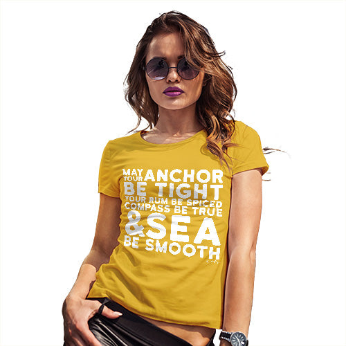 Funny Tee Shirts For Women May Your Sea Be Smooth Women's T-Shirt X-Large Yellow