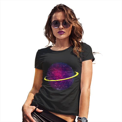 Womens Humor Novelty Graphic Funny T Shirt Space Planet Women's T-Shirt Large Black