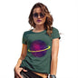 Womens Novelty T Shirt Christmas Space Planet Women's T-Shirt Small Bottle Green