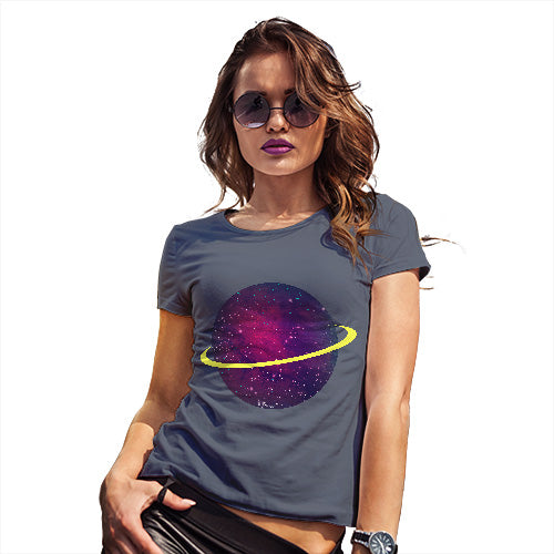 Funny Tshirts For Women Space Planet Women's T-Shirt X-Large Navy