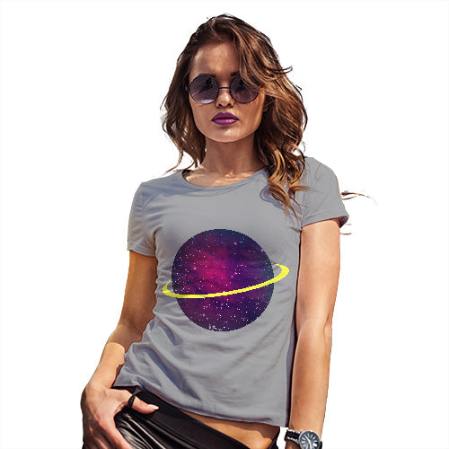 Funny T Shirts For Women Space Planet Women's T-Shirt Large Light Grey