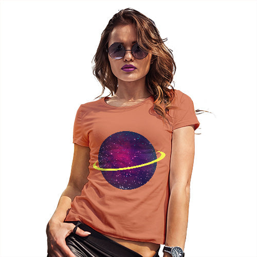 Funny T Shirts For Mum Space Planet Women's T-Shirt Medium Orange
