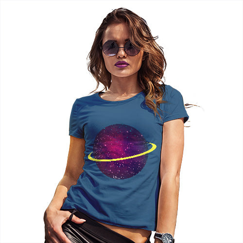Funny Shirts For Women Space Planet Women's T-Shirt Large Royal Blue