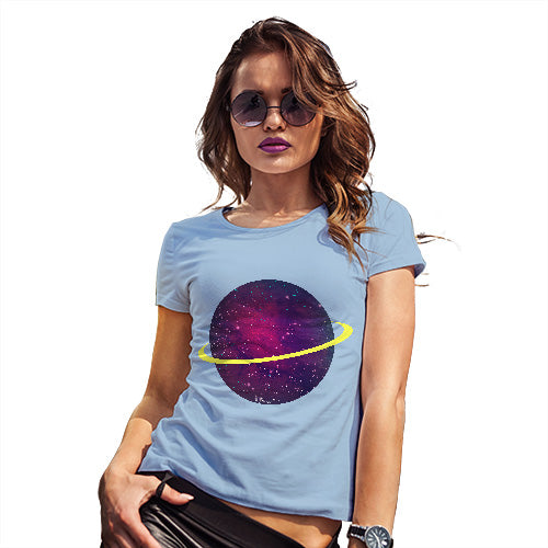 Funny T Shirts For Mom Space Planet Women's T-Shirt X-Large Sky Blue