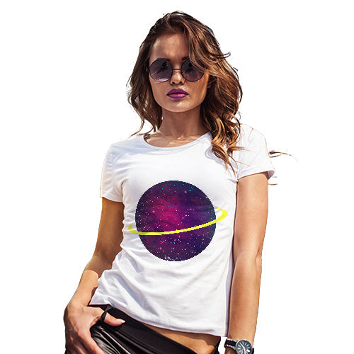 Womens Humor Novelty Graphic Funny T Shirt Space Planet Women's T-Shirt Small White