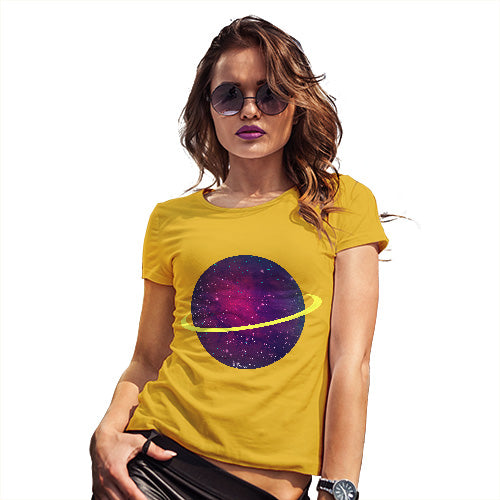 Womens Novelty T Shirt Christmas Space Planet Women's T-Shirt Large Yellow