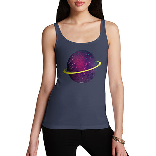 Womens Humor Novelty Graphic Funny Tank Top Space Planet Women's Tank Top Medium Navy