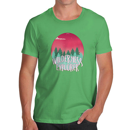 Mens Novelty T Shirt Christmas Wilderness Explorer Men's T-Shirt Large Green