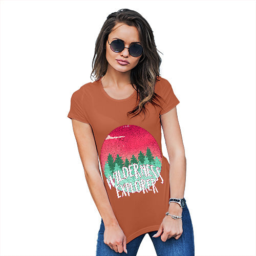 Womens Funny T Shirts Wilderness Explorer Women's T-Shirt Small Orange