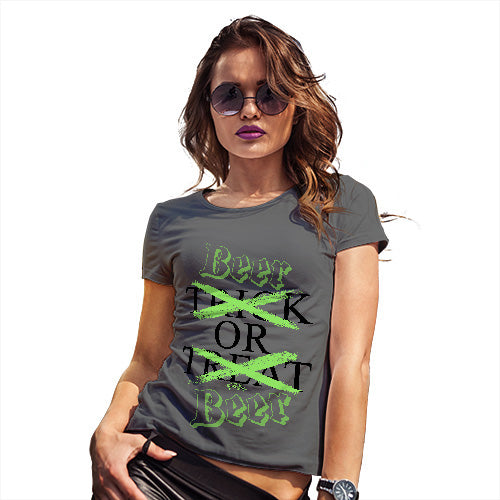 Novelty Gifts For Women Beer Or Beer Women's T-Shirt Large Dark Grey
