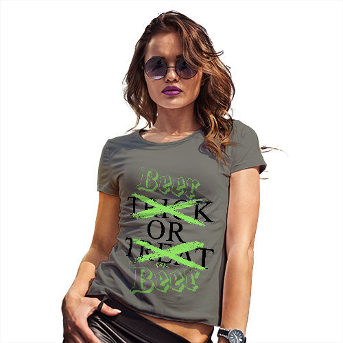 Funny T-Shirts For Women Beer Or Beer Women's T-Shirt X-Large Khaki