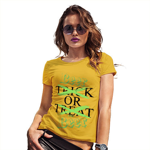 Novelty Tshirts Women Beer Or Beer Women's T-Shirt X-Large Yellow
