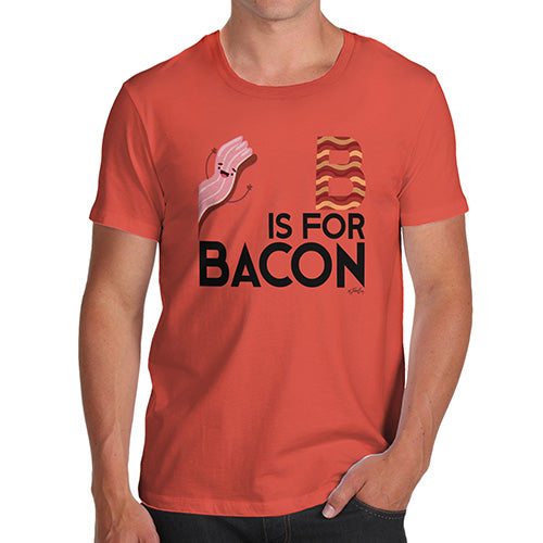 Novelty Tshirts Men Funny B Is For Bacon Men's T-Shirt Large Orange
