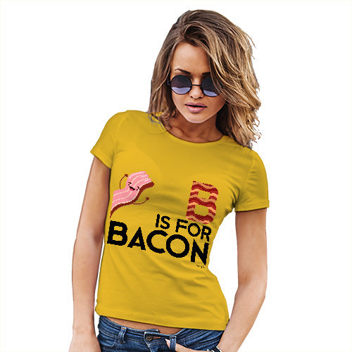 Womens Funny Sarcasm T Shirt B Is For Bacon Women's T-Shirt X-Large Yellow