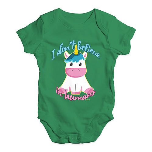 Unicorn I Don't Believe In Humans Baby Unisex Baby Grow Bodysuit