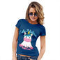 Womens Novelty T Shirt Christmas Unicorn I Don't Believe In Humans Women's T-Shirt Medium Royal Blue