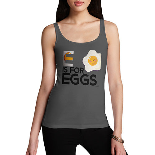 Womens Humor Novelty Graphic Funny Tank Top E Is For Eggs Women's Tank Top X-Large Dark Grey