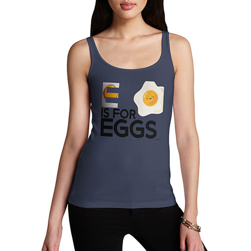 Funny Tank Top For Mom E Is For Eggs Women's Tank Top Small Navy