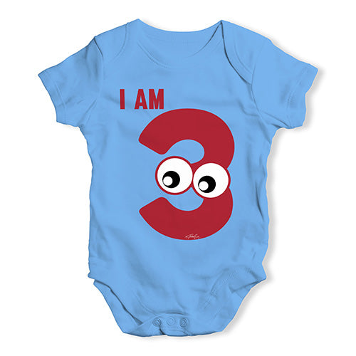 I Am Three Baby Unisex Baby Grow Bodysuit