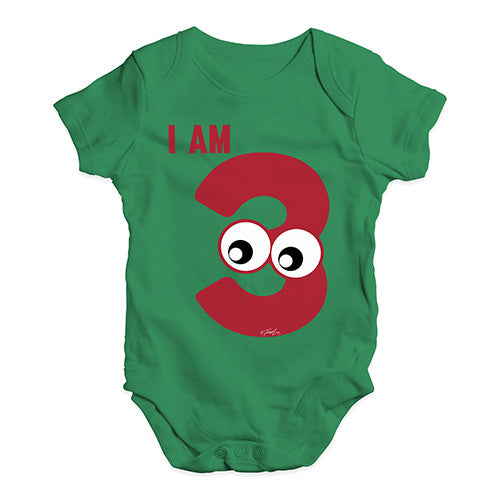 I Am Three Baby Unisex Baby Grow Bodysuit