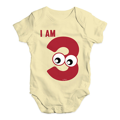 I Am Three Baby Unisex Baby Grow Bodysuit