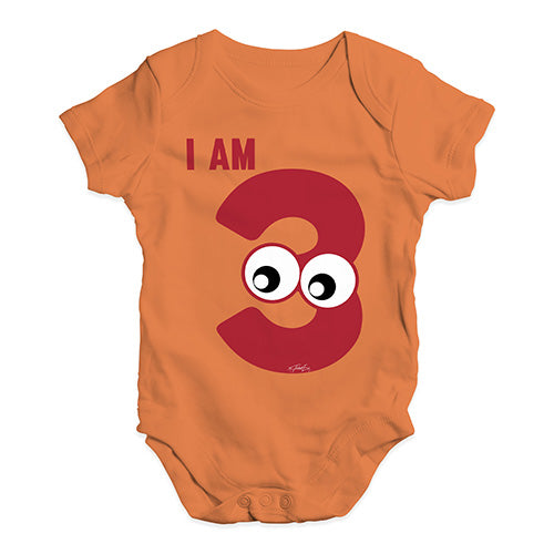 I Am Three Baby Unisex Baby Grow Bodysuit