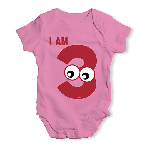 I Am Three Baby Unisex Baby Grow Bodysuit