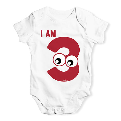 I Am Three Baby Unisex Baby Grow Bodysuit