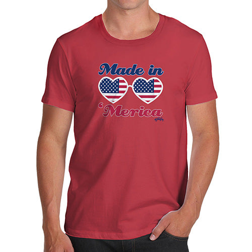 Funny T-Shirts For Men Made In 'Merica Men's T-Shirt Small Red