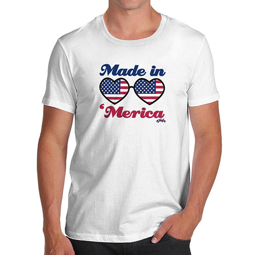 Funny T Shirts For Men Made In 'Merica Men's T-Shirt Small White